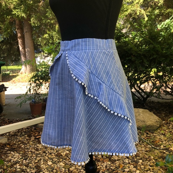 Striped Baby Blue L’Atiste Fringe Skirt - Picture 4 of 14